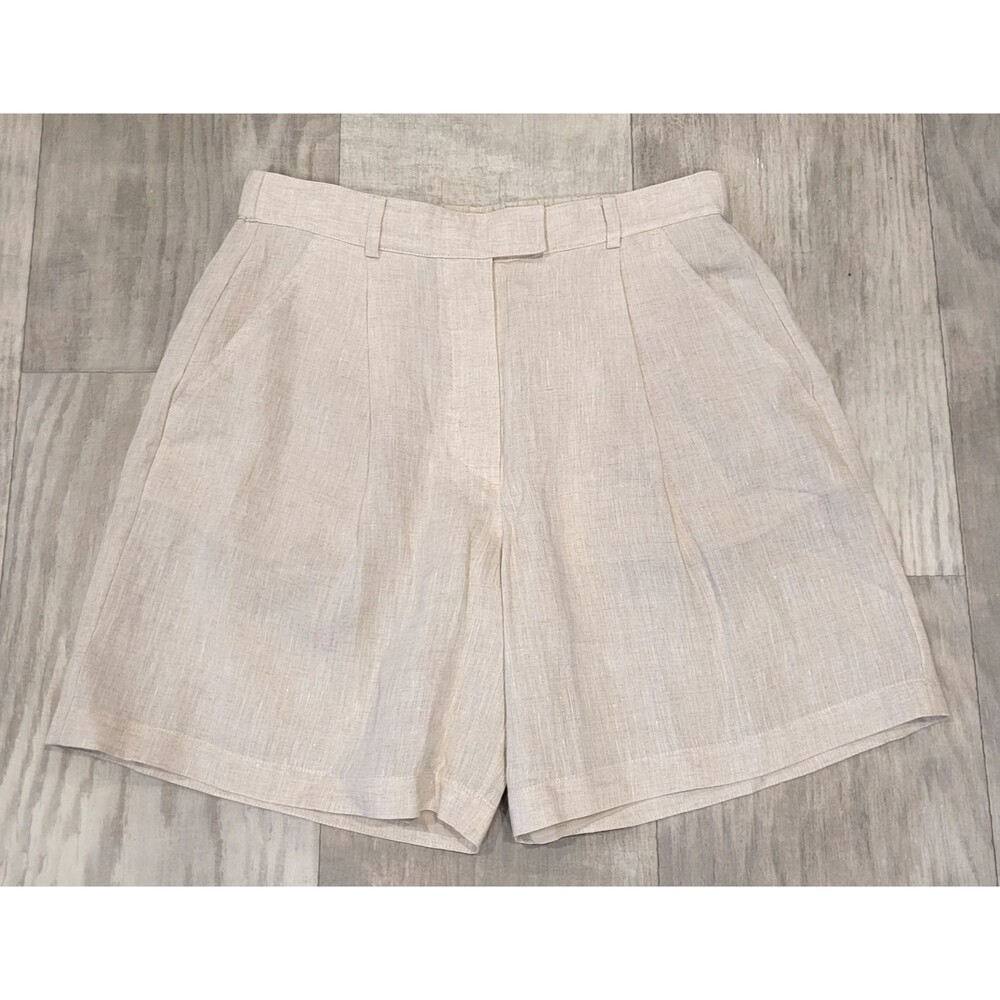 Brunello Cucinelli High-Waisted Linen Tailored Shorts Beige Size M MB650EP999